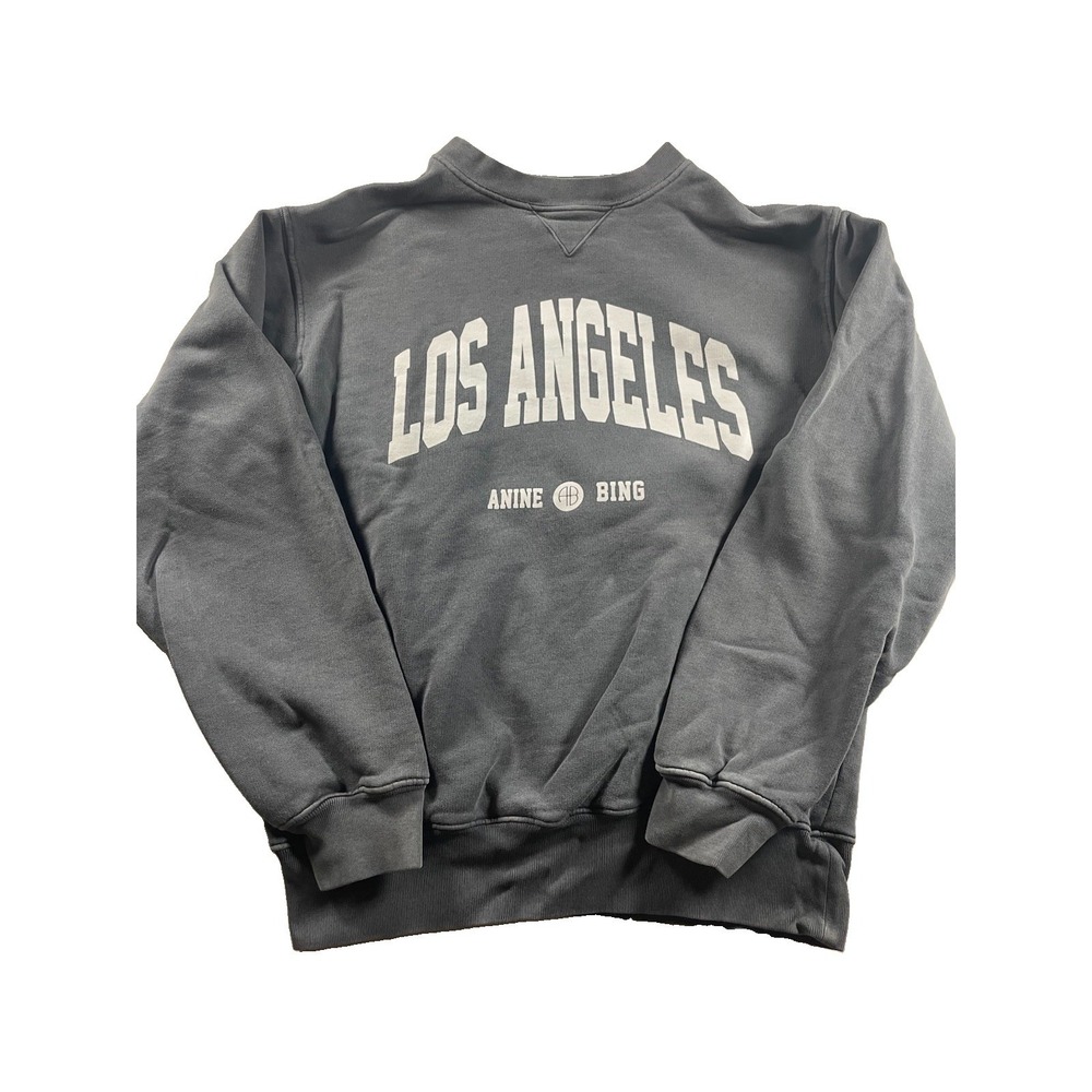 Anine Bing Sweatshirt Womens XS Los Angeles French Terry Gray Logo Pullover